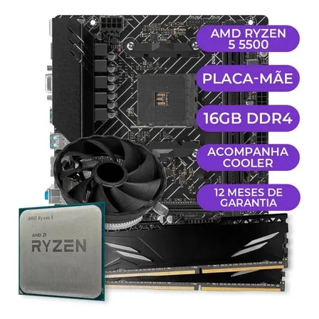 Imagem do Kit Upgrade Gamer Amd Ryzen 5 5500 A520m 16gb Ddr4