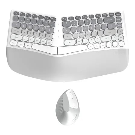 Imagem do Kit Teclado E Mouse Sem Fio Vertical Ergonomico Branco Hoco Bomi Com Descanso De Pulso