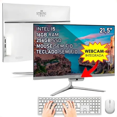 Imagem do Computador Completo All In One I5 16gb Ssd 256gb Tela 21 5 Cor Branco 127 220v