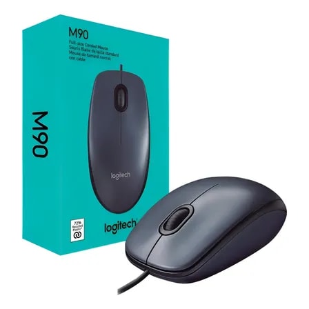 Imagem do Mouse Logitech M90 Optico Preto Usb Com Fio Original C Nfe Preto