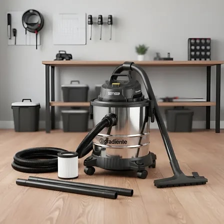 Imagem do Aspirador De Po E Agua 20 Litros 1200w Inox 110v Gradiente Prata Preto 110v