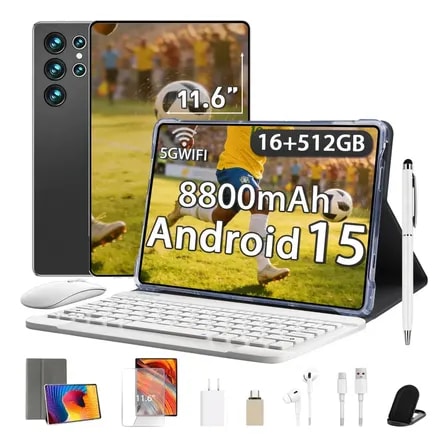 Imagem do Tablet 16gb Ram 512gb 11 6inch 8800mah Tela360 Android 15 5g Wifi Camera 48mp Selfie 24mp 1920 Px Hd Tela Apoia O Roblox Free Fire Youtube Caneta Bluetooth Teclado Tablet Windows