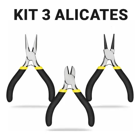 Imagem do Kit 3 Mini Alicates Bico Corte Universal Para Bijuteria Artesanato Eletronica Ferramenta Precisao Antiderrapante Vbs Brasil