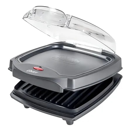 Imagem do Grill Eletrico Burguer Oster Ogrl500 2 Em 1 Com Estufa 1200w Cor Preto 127v