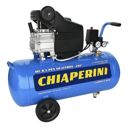 Imagem do Compressor De Ar Eletrico Portatil Chiaperini Mc 8 5 50l 50l 2hp Azul Celeste 127v Monofasica