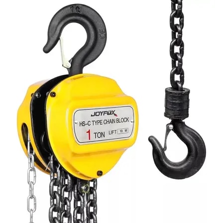 Imagem do Talha Manual Joyfox 1 Tonelada Corrente 10m Freio Duplo Amarelo