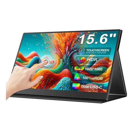 Imagem do Monitor Portatil Touch 15 6 Full Hd 60hz Com Hdmi Usb C Preto 127 220v
