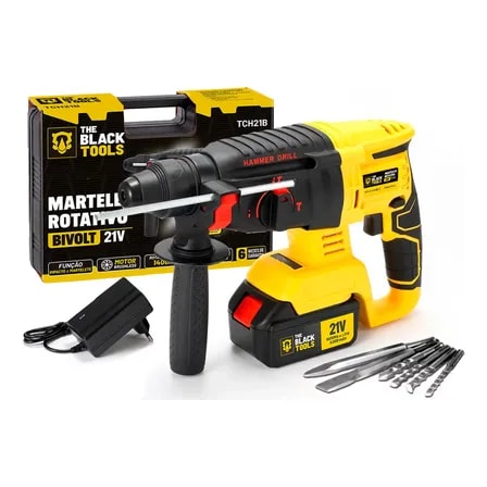 Imagem do Martelete Rotativo Rompedor A Bateria 21v Com Impacto Sds Amarelo 110v 220v 50 60hz