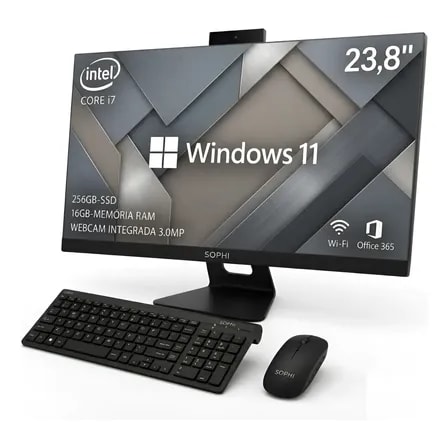Imagem do Computador Intel I7 All In One 16gb Ssd 256gb 23 8pol Webcam Preto 127 220v