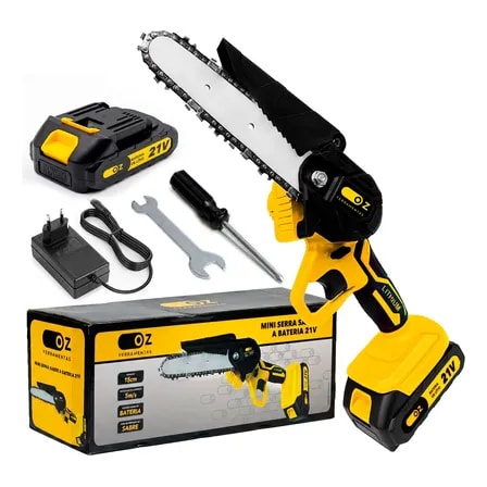 Imagem do Motosserra Profissional A Bateria 21v Portatil Bivolt 6 Pol Amarelo 127 220v