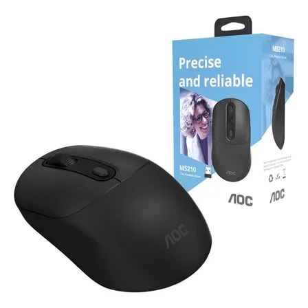 Imagem do Mouse Optico Sem Fio Aoc 2 4ghz Office Preto 1600dpi Ms210b Preto