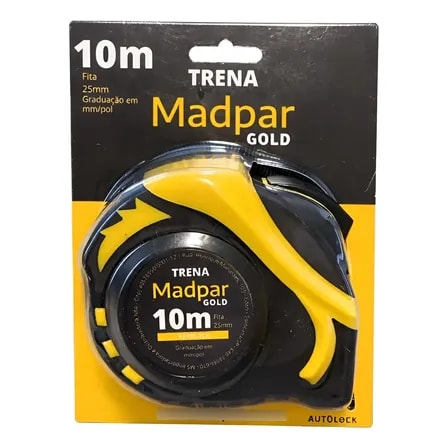 Imagem do Trena Manual Fita Aco 10 Metros X 25mm Autotrava Madpar Gold