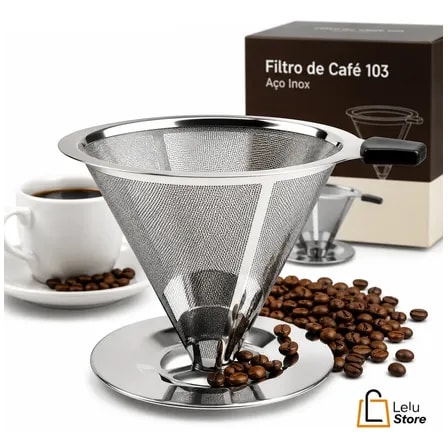 Imagem do Coador Cafe Inox 103 Reutilizavel Filtro Papel Antiferrugem