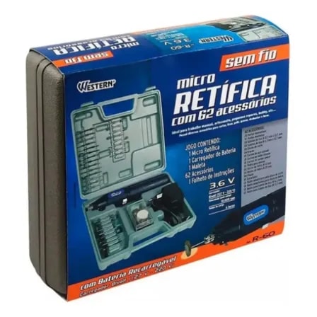 Imagem do Micro Retifica Western Bivolt Com 62 Acessorios E Maleta 110 220v