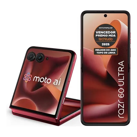 Imagem do Smartphone Motorola Razr 60 Ultra 1tb 32gb 16gb Ram 16gb Ram Boost Snapdragon 8 Elite Tela Dobravel 7 E Externa 4 Moto Ai 50mp Camera Vermelho