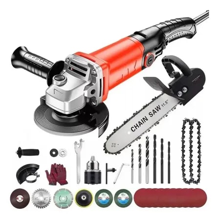 Imagem do Esmerilhadeira Angular 980 W Com Furadeira Motoserras 3 Em 1 Com Motosserras Furadeira Esmerilhadeira Lixadeira Angular 220v 60hz Preto