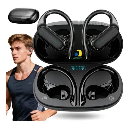 Imagem do Fone De Fone Bluetooth 5 3 Tws Sem Fio Esportivo Compativel Com Iphone Samsung Xiaomi Motorola Celular Android Ios Academia Com Gancho