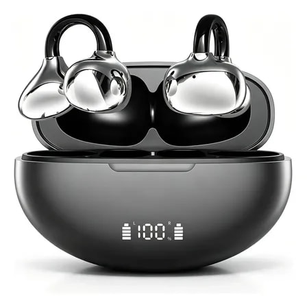 Imagem do Fone De Ouvido Jskj Rap Q108 Clip Ear Bluetooth Tws Com Cancelamento De Ruido E Microfone Preto