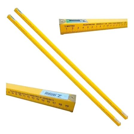 Imagem do Kit 2 Reguas Para Balcao Mesa 1 Metro Padrao Inmetro Amarela Amarelo