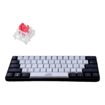 Imagem do Teclado Mecanico Com Fio 60 Argb 61 Teclas Switch Vermelho Preto E Branco Portugues Brasil