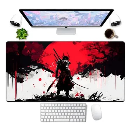 Imagem do Mouse Pad Samurai 70x30cm Chines Vermelho Grande Samurai Samurai Vermelho 70x30 4742
