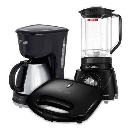 Imagem do Liquidificador Cafeteira 15 Cafes Sanduicheira 110v Preto 110v