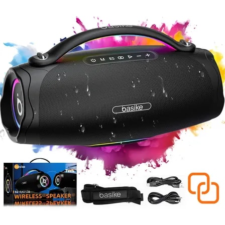 Imagem do Caixa De Som 100w Portatil Bluetooth Ipx6 Tws Com Rgb Caixa De Som Bluetooth Sem Fio Com Som Estereo Hifi 10000mah Preto 127 220v
