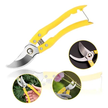 Imagem do Tesoura De Poda Manual Ruslly Aco Inoxidavel Corte Bypass Amarela