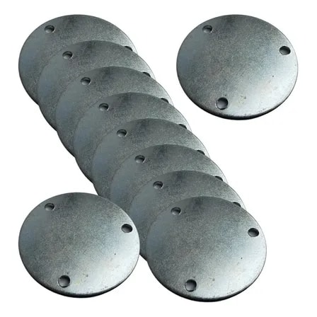 Imagem do Kit 10 Pc Chapa Redonda Ferro Galvanizado 3 Pol Com 3 Furo