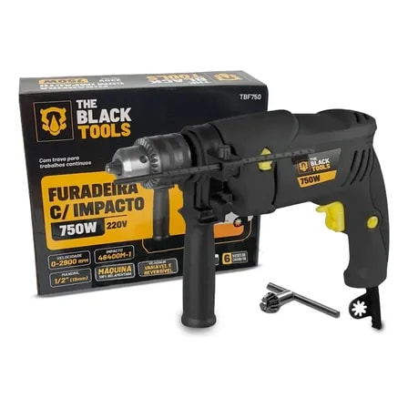 Imagem do Furadeira De Impacto Profissional 1 2 Pol 13mm 750w Tbf750 The Black Tools Preto 220v 50hz 60hz