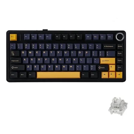 Imagem do Teclado Aula F75 Sem Fio Mecanico Thunder Black Tri Mode Gasket Hot Swapp Ingles Us