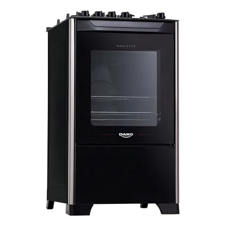 Imagem do Fogao 4 Bocas Dako Magister Com Mesa Vidro E Mega Chama Preto Bivolt 127 220v