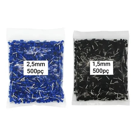 Imagem do Kit Terminais Ilhos Tubular Simples 1 5mm E 2 5mm 1000 Pc