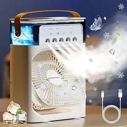 Imagem do Mini Ar Condicionado Ventilador Portatil Usb Umidificador Cor Branco Frimports 127 220v