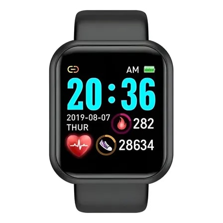 Imagem do Relogio Smart Inteligente D20 Pro C Whatsapp Instagram Face Preto Pulseira De Silicone