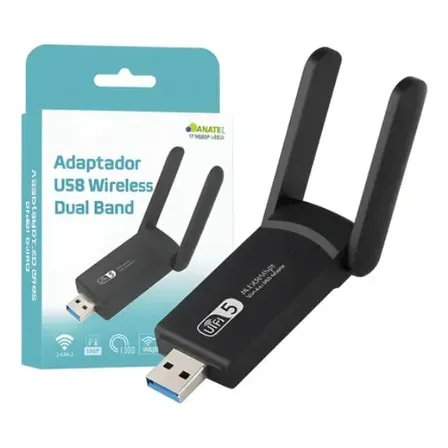 Imagem do Adaptador Usb Wireless Dual Band 1300mbps Antena 5g Bt5 4