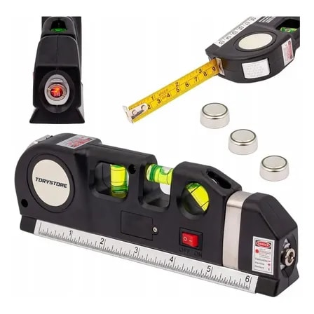 Imagem do Nivel Laser Torvstore 3 Em 1 Com Trena E Regua Multifuncao Preto