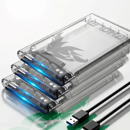 Imagem do Kit 3 Case Hd Externo Usb 3 0 Transparente Para Hd Ssd Sata 2 5 Pholex Gaveta Adaptador Portatil Notebook E Pc