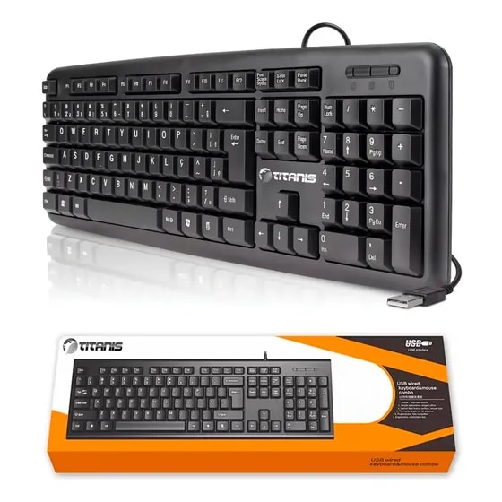 Imagem do Teclado Titanis Usb Com Fio Preto Abnt2 Ergonomico Plug Play Numerico Pc Toque Suave Para Computador Layout Qwerty Pratico Ideal Para Trabalho Escritorio Office
