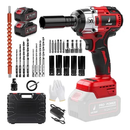 Imagem do Chave De Impacto Sem Fio Parafusadeira Furadeira 2 Baterias Vermelho 127 220v 60hz