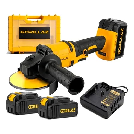 Imagem do Esmerilhadeira Angular Sem Fio Gorillaz Geb 4000 125mm 21v 2 Baterias 4000mah Amarelo 127 220v 50 60hz