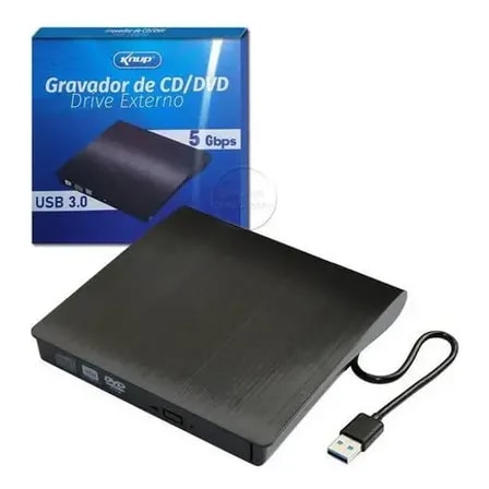 Imagem do Gravador Leitor Dvd Externo Usb 3 0 Knup Kp Le300 Para Pc E Notebook Cinza Escuro