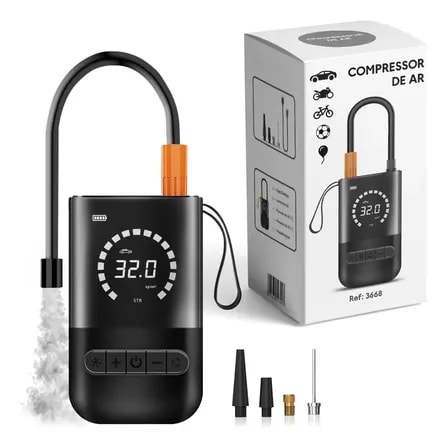 Imagem do Compressor Ar Portatil Inflador Pneu Mini Bateria Bc Bora Colega Shop Negro Preto
