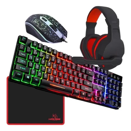 Imagem do Kit Combo Gamer Kross 4 Em 1 Teclado Mouse Headset E Pad Preto