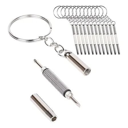 Imagem do Mini Chave Fenda Phillips 3 Em 1 Oculos Chaveiro Inox Prateado