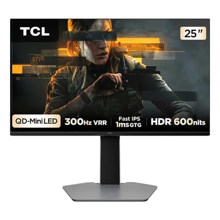 Imagem do Monitor Gamer Tcl 25 Polegadas Qled Mini Led Full Hd G64 300hz 1ms Gtg Freesync Hdr 600 Nits 25g64