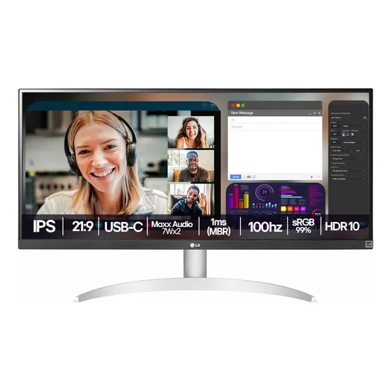 Imagem do Monitor Ultrawide 29 Polegadas Lg 29wq600 B Com Tela Ips Branco