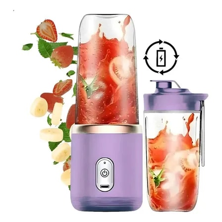 Imagem do Mini Liquidificador 2 Copos Mixer Eletrico Batedor Sheikeira Cor Roxo