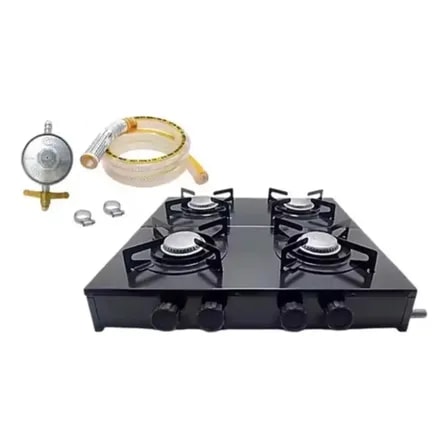 Imagem do Fogao 4 Bocas Cooktop Portatil Completo Com Registro Preto