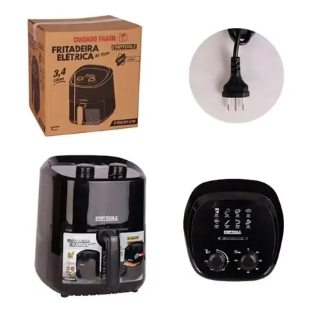 Imagem do Fritadeira Eletrica Air Fryer 3 4l Sem Oleo 1200w 220v Preta Preto 220v